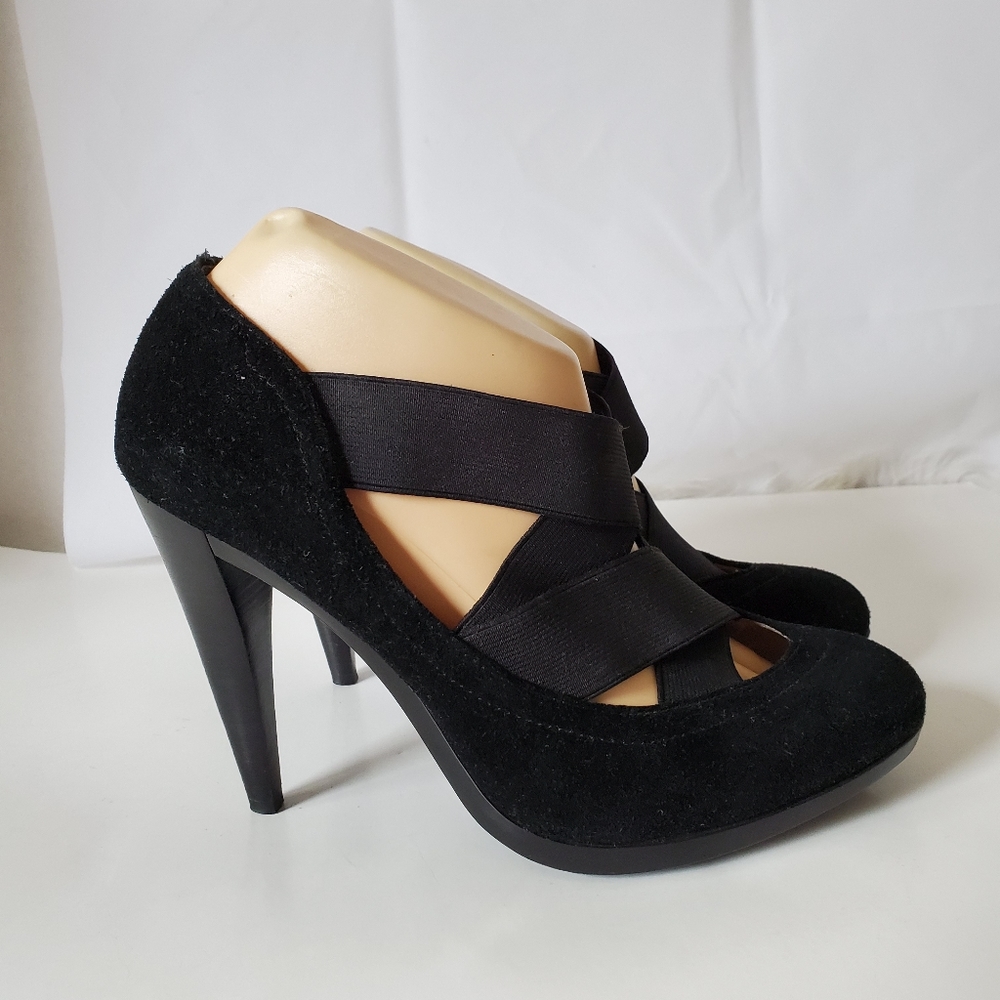Michael kors platform crisscross suede heels 9.5 M
